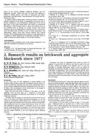 2. Research Results on Brickwork and Aggregate Blockwork since 1977