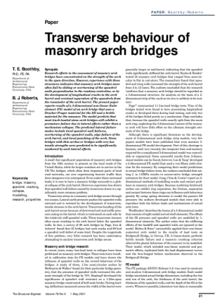 Transverse behaviour of masonry arch bridges