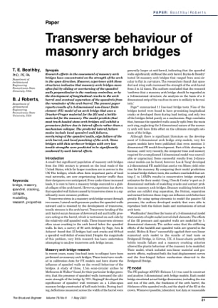 Transverse behaviour of masonry arch bridges