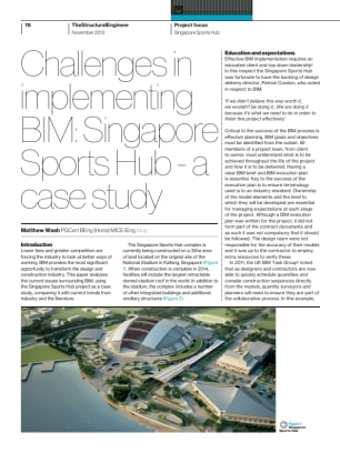 Challenges in implementing BIM: Singapore Sports Hub - a case study