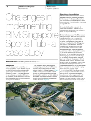 Challenges in implementing BIM: Singapore Sports Hub – a case study