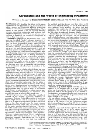 Aeronautics and the World of Engineering Strucutres. Discussion on the paper by Sir Alfred PugsleyOB