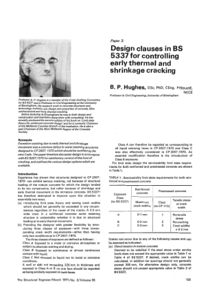 Design Clauses in BS 5337 for Controlling Early Thermal and Shrinkage Cracking
