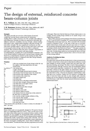 The Design of External, Reinforced Concrete Beam-Column Joints
