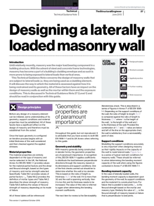 Technical Guidance Note (Level 2, No. 6): Designing a laterally loaded masonry wall