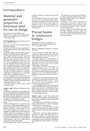 Correspondence on Material and Geometric Properties of Structural Steel for Use in Design by Dr. M.P