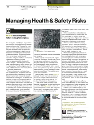 Managing Health & Safety Risks (No. 53): Nickel sulphide failure in toughened glass