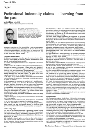 Professional Indemnity Claims - Learning From the Past