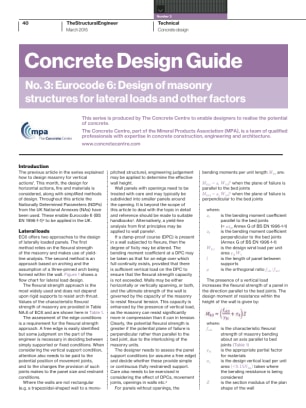 Concrete Design Guide. No. 3: Eurocode 6: Design of masonry structures for lateral loads