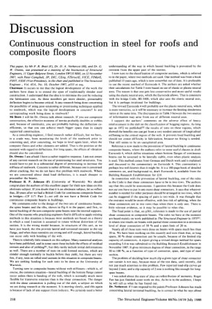 Discussion on Continuous Construction in Steel for Roofs and Composite Floors by Mr. P.R. Brett, Dr.
