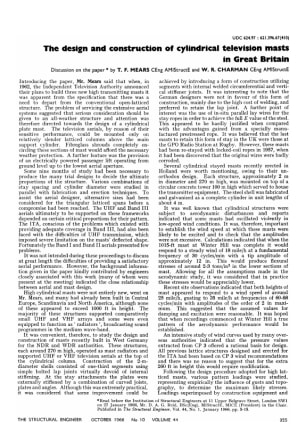 The Design and Construction of Cylindrical Television Masts in Great Britain. Discussion on the pape