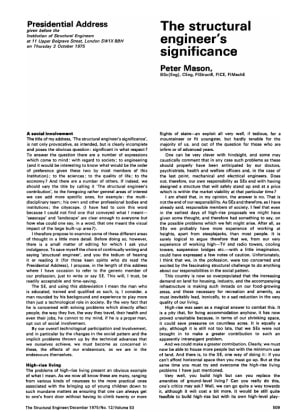 Presidential Address. The Structural Engineer's Significance