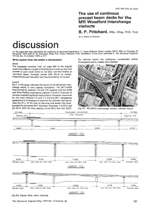 Discussion on The Use of Continuous Precast Beam Decks for the M11 Woodford Interchange Vaiducts by 