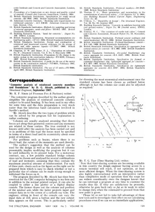 Correspondence. 'Computer Analysis of Reinforced Concrete Members and Foundations' by D.G. Alcock pu