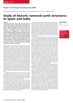 Study of historic rammed earth structures in Spain and India