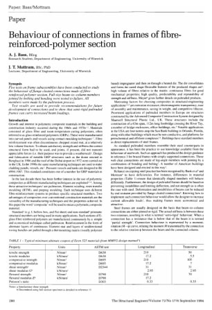Behaviour of Connections in Frames of Fibre-Reinforced-Polymer Section