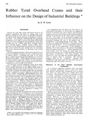 Rubber Tyred Overhead Cranes and their Influence on the Design of Industrial Buildings
