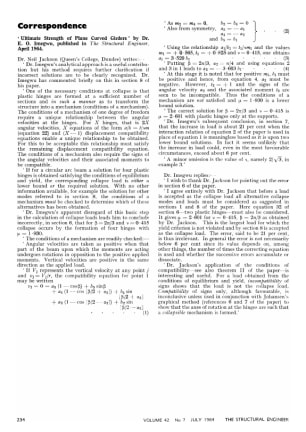 Correspondence. ' Ultimate Strength of Plane Curved Girders ' by Dr. E. O. Imegwu, published in The 