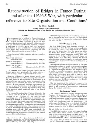 Reconstruction of Bridges in France During and after the 1939/45 War, with particular reference to S