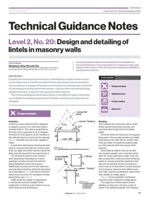 Technical Guidance Note (Level 2, No. 20): Design and detailing of lintels in masonry walls