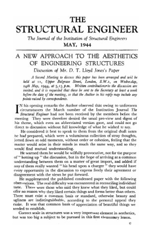 A New Approach to the Aesthetics of Engineering Structures. Discussion on Mr. D.T. Lloyd's Paper