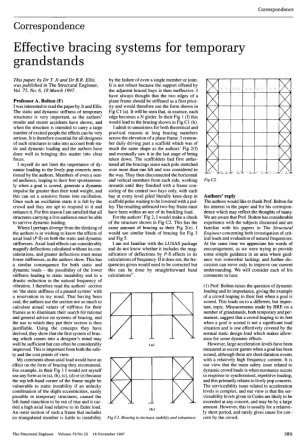 Correspondence on Effective Bracing Systems for Temporary Grandstands by Dr. T. Ji and Dr. B.R. Elli