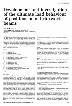Development and Investigation of the Ultimate Load Behaviour of Post-tensioned Brickwork Beams