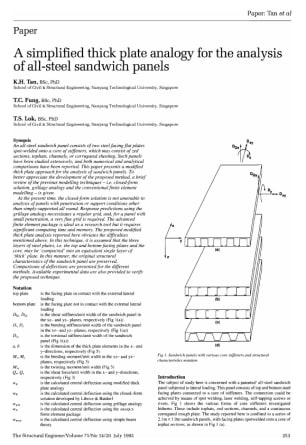 A Simplified Thick Plate Analogy for the Analysis of All-Steel Sandwich Panels