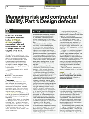 Managing risk and contractual liability. Part 1: Design defects