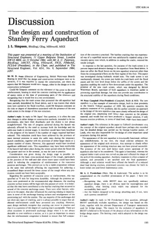Discussion on The Design and Construction of Stanley Ferry Aqueduct by J.L. Simpson