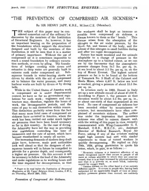 The Prevention of Compressed Air Sickness