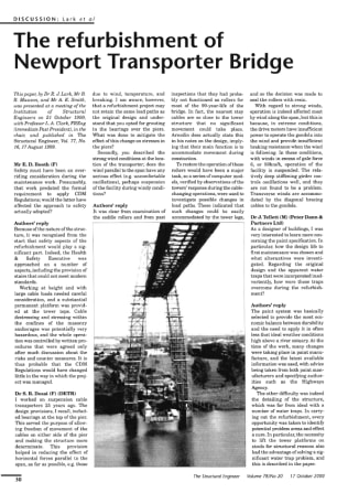 Discussion on The Refurbishment of Newport Transporter Bridge by Dr R.J. Lark, B.R. Mawson and A.K. 