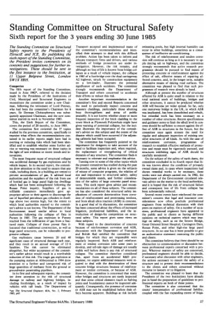 Standing Committee on Structural Safety. Sixth Report for the 3 Years Ending 30 June 1985