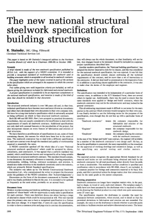 The New National Structural Steelwork Specification for Building Structures