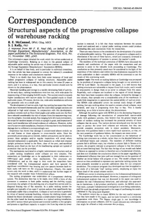 Correspondence on Structural Aspects of the Progressive Collapse of Warehouse Racking by R.E. McConn