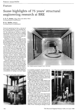 Some Highlights of 75 Years' Structural Engineering Research at BRE