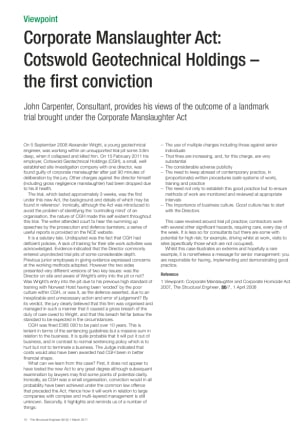 Corporate Manslaughter Act: Cotswold Geotechnical Holdings – the first conviction