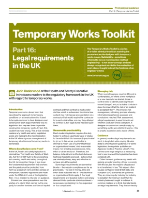 Temporary Works Toolkit. Part 16: Legal requirements in the UK