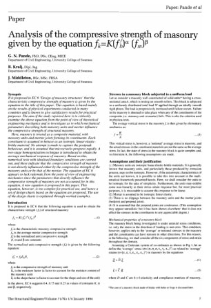 Analysis of the Compressive Strength of Masonry Given by the Equation ...