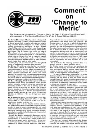 Ci=omment on 'Change to Metric' by Peter S. Rhodes