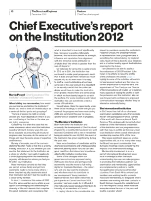 Chief Executive's report on the Institution 2012