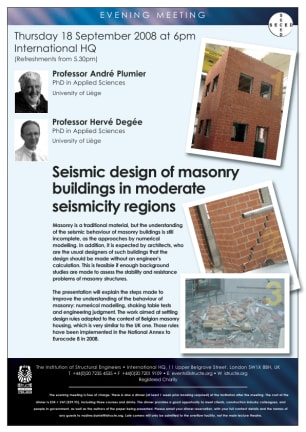 Evening Meeting - Seismic design of masonry buildings in moderate seismicity regions