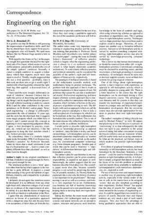 Correspondence on Engineering on the Right by Dr. D.M. Brohn