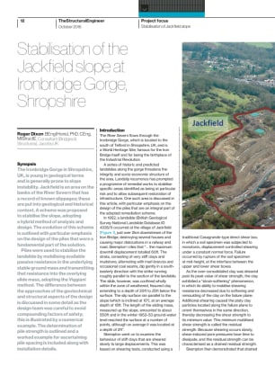 Stabilisation of the Jackfield slope at Ironbridge Gorge, Shropshire
