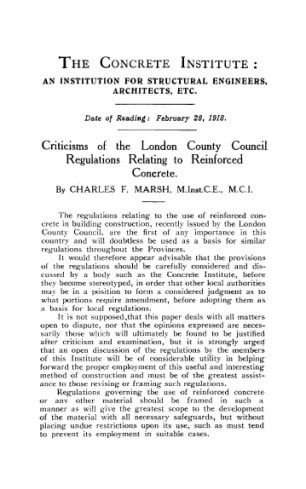 Criticisms of the London County Council regulations relating to reinforced concrete