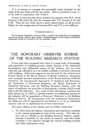 The Honorary Observer Scheme of the Building Research Station