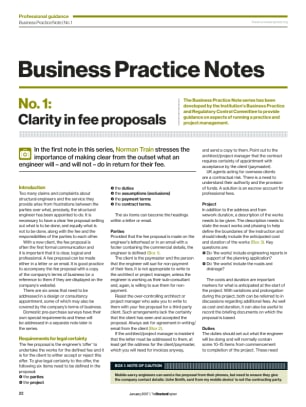 Business Practice Note No. 1: Clarity in fee proposals