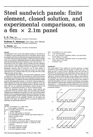 Steel Sandwich Panels: Finite Element, Closed Solution, and Experimental Comparisons, on a 6m x 2.1m