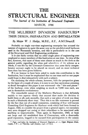 The Mulberry Invasion Harbours. Their Design, Preparation and Installation
