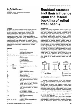 Residual Stresses and their Influence Upon the Lateral Buckling of Rolled Steel Beams